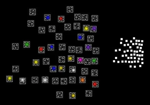 Bright Net Scattered Square Particles Icon with Glare Colorful Light Spots 库存插图