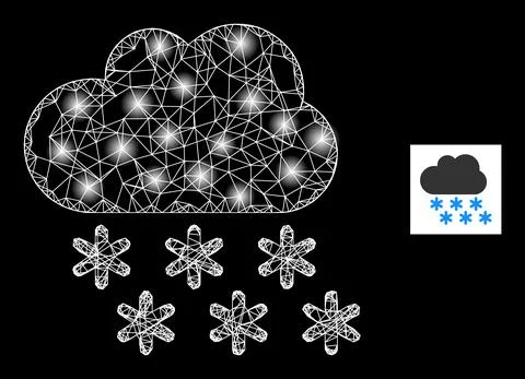 Bright Net Snow Cloud Mesh Icon with Glare Spots Stock Illustration