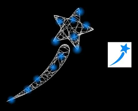 Bright Net Startup Star Mesh Icon with Sparkles Illustrazione stock