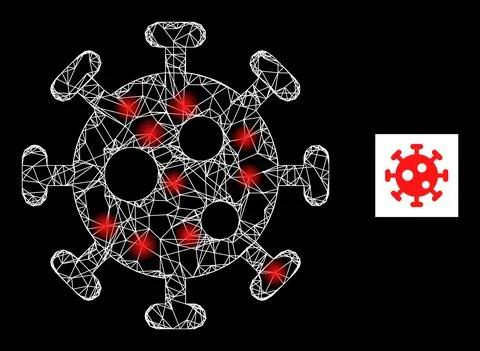 Bright Net Virus Mesh Icon with Constellation Nodes Stock Illustration