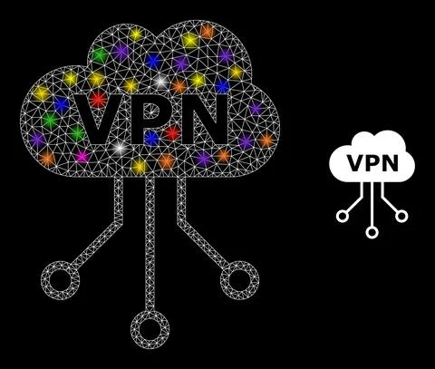 Bright Net VPN Cloud Icon with Glare Color Lightspots Illustrazione stock