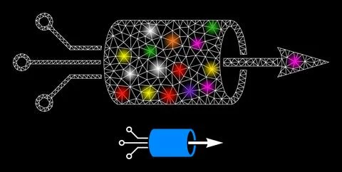 Bright Net VPN Integration Icon with Constellation Color Lightspots Illustrazione stock