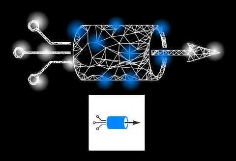 Bright Net VPN Integration Mesh Icon with Sparkles Stock Illustration