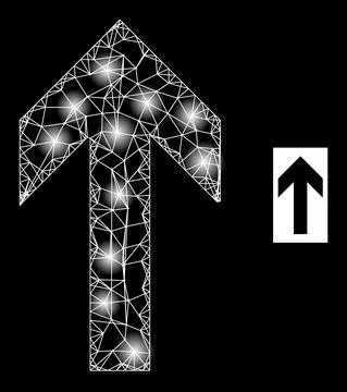 Bright Network Up Direction Mesh Icon with Glare Spots Stock Illustration
