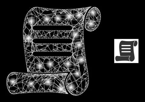 Bright Network Document Roll Mesh Icon with Light Spots Stockillustratie