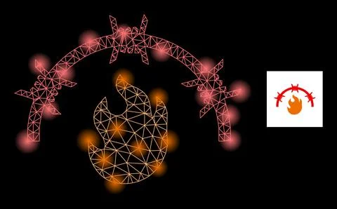 Bright Network Fire Jail Icon with Constellation Light Spots Stock Illustration