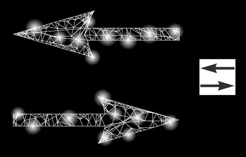 Bright Network Flip Arrows Mesh Icon with Glare Spots Stock Illustration