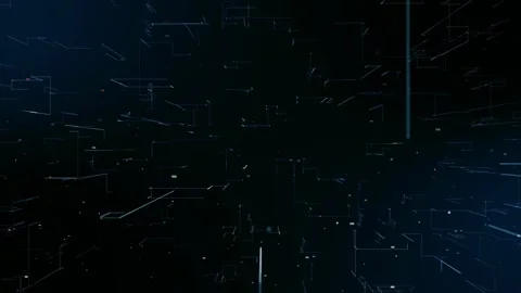 Bright network glowing computer symbols appear on stream grid in futuristic big Stock Footage 336442476