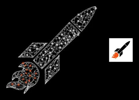 Bright Network Missile Mesh Icon with Glare Spots Stock Illustration