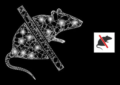 Bright Network No Rats Mesh Icon with Constellation Nodes Illustrazione stock