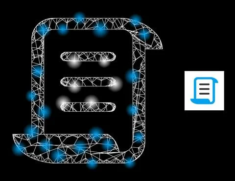 Bright Network Page Scroll Mesh Icon with Sparkles Stockillustratie