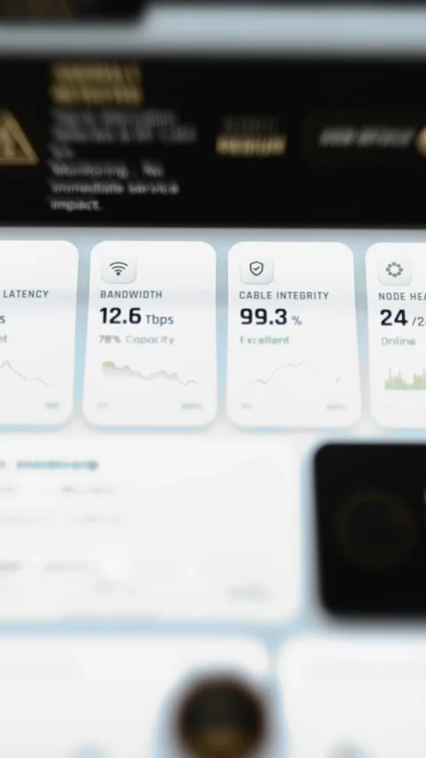 Bright network performance cards showing 13.1 Tbps bandwidth Stock Footage 342485393