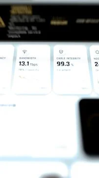 Bright network performance cards showing 13.1 Tbps bandwidth Stock Photos