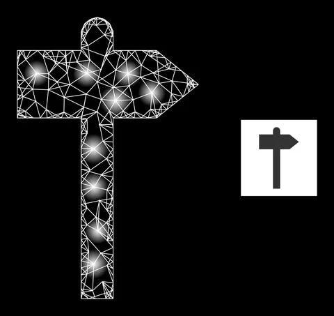 Bright Network Road Pointer Mesh Icon with Constellation Nodes Stock Illustration