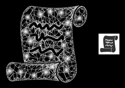 Bright Network Scribble Page Roll Mesh Icon with Light Spots イラスト素材