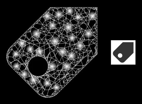 Bright Network Tag Mesh Icon with Constellation Nodes Illustrazione stock
