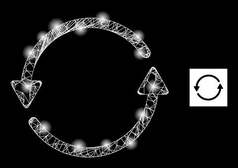 Bright Network Update Arrows Mesh Icon with Constellation Nodes 库存插图