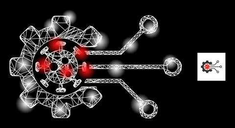 Bright Network Virus Engineering Mesh Icon with Constellation Nodes Stock Illustration