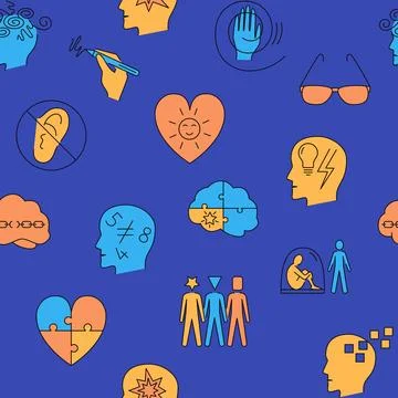 Bright neurodiversity line seamless pattern Stock Illustration