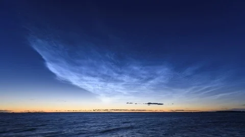 Bright noctilucent clouds display in Oulu, Finland Stock Footage