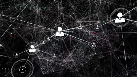 Bright node lighting, central avatar sending links, linking teams, flagging 스톡 동영상 328685531