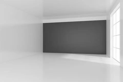 Bright office with large windows. 3d rendering Illustrazione stock