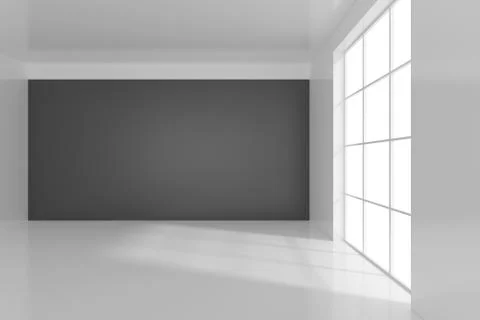 Bright office with large windows. 3d rendering Stock Illustration
