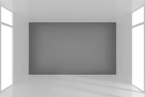 Bright office with large windows. 3d rendering Illustrazione stock