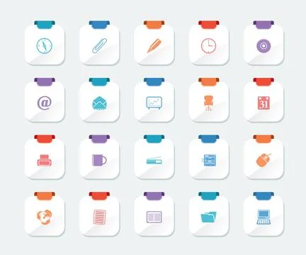 Bright Office tools icons Illustrazione stock