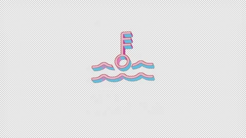 Bright oil temp icon is jumping merrily. Retro style. Alpha channel black. Stock Footage 253896090