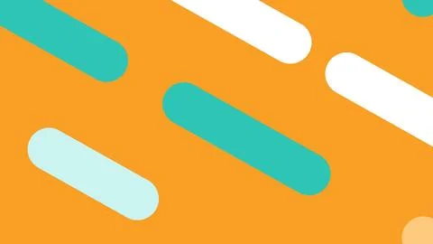 Bright orange abstract background featuring several turquoise and pale blue r イラスト素材