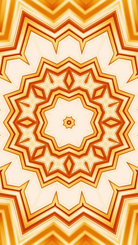 Bright orange abstract floral loop background.Yellow white geometric seamles Stock Footage 333488480