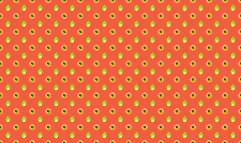 Bright orange and green pattern with small circles and dots Stock Illustration