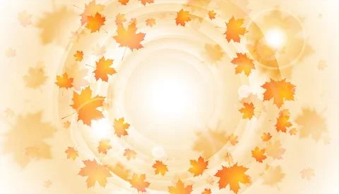 Bright orange autumn fall abstract background with maple leaves Stock Illustration