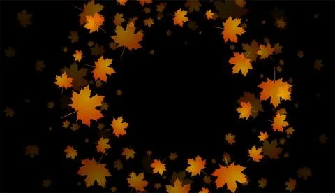 Bright orange autumn fall abstract circular background with maple leaves Stock Illustration