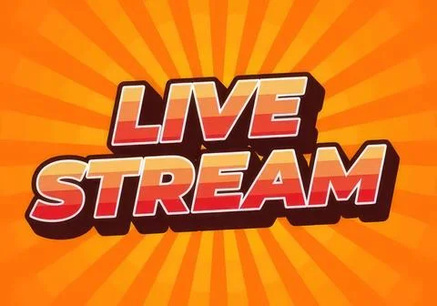 Bright orange background with bold live stream text Stock Illustration