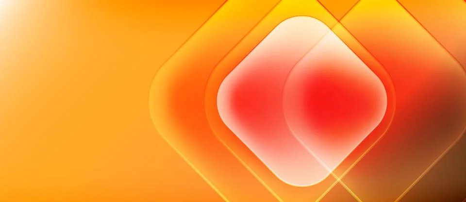 Bright orange background features layered diamond shapes. Red center draws focus Stock Illustration