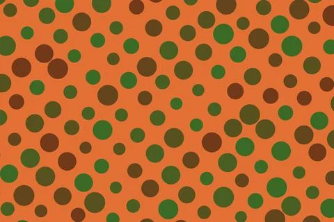 Bright orange background with green and brown dots pattern Stock Illustration