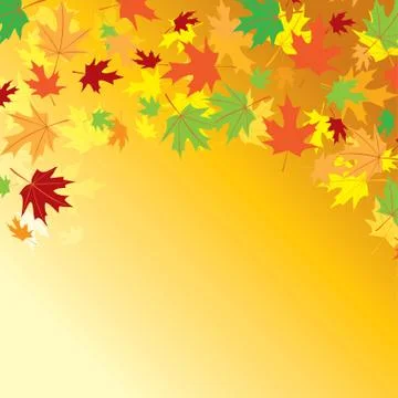 Bright orange background -  vector colorful autumn leaves Stock Illustration