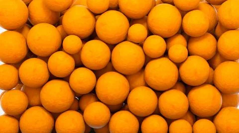Bright orange balls, abstract design objects. 3d illustration, round objects of イラスト素材