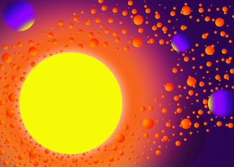 Bright orange bubbles are flying in outer space.  Stock Illustration