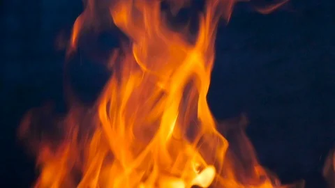 Bright orange camp fire closeup Stock Footage 71245846
