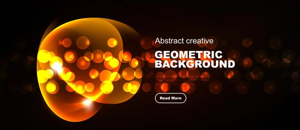 Bright orange circles form abstract shape against dark backdrop. Text reads Stock Illustration