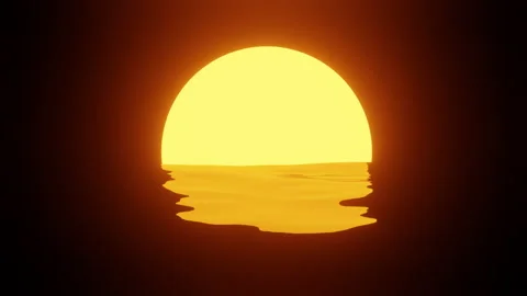 Bright orange close-up sun, creating sunny path on water Video stock 175307401