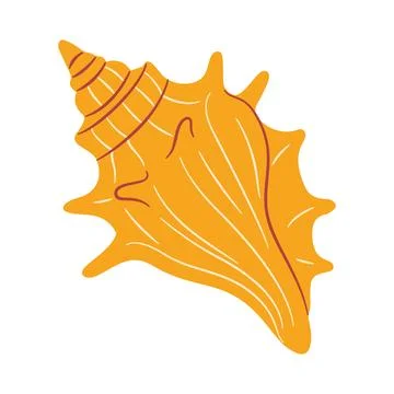 Bright orange conch seashell in flat style isolated Stock Illustration