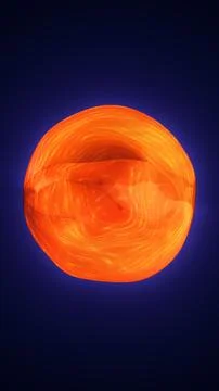 Bright orange energy orb with fluid light patterns, abstract glowing sphere.. Stock Illustration