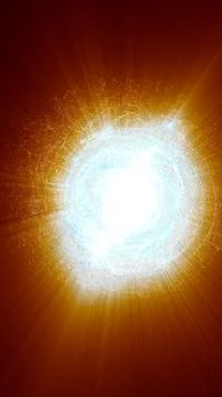 Bright orange explosion with glowing core and flying particles, cosmic supe.. Stock Illustration