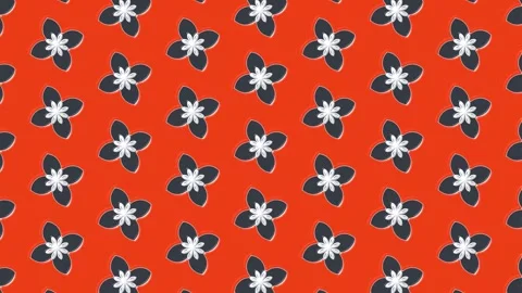 Bright orange fabric with floral pattern seen in craft store Stock Footage 332644536