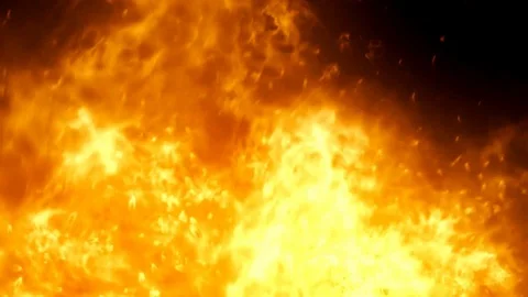 Bright orange fire in darkness Stock Footage 127808729