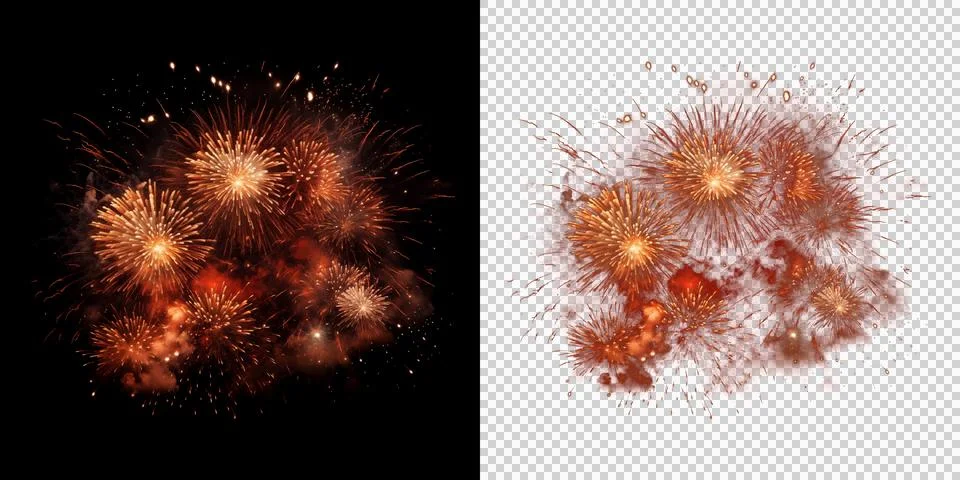 Bright orange firework explosion isolated on white and dark background for .. Stock-Illustration